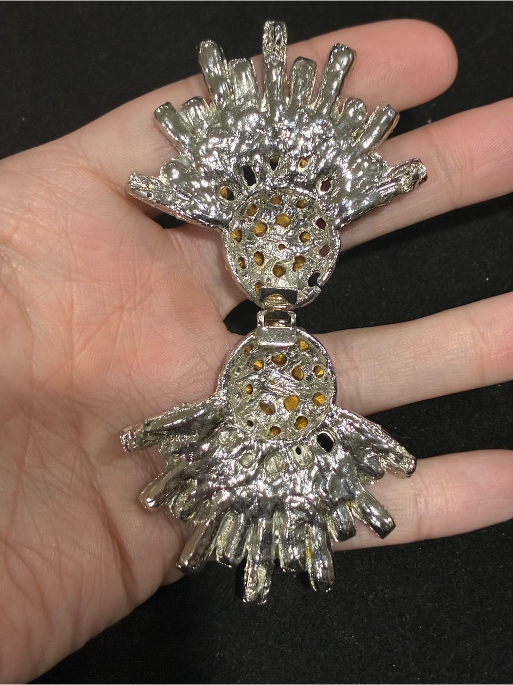 Antique Art Deco Paste Rhinestone Belt Buckle & Button Set - Picture 7 of 9